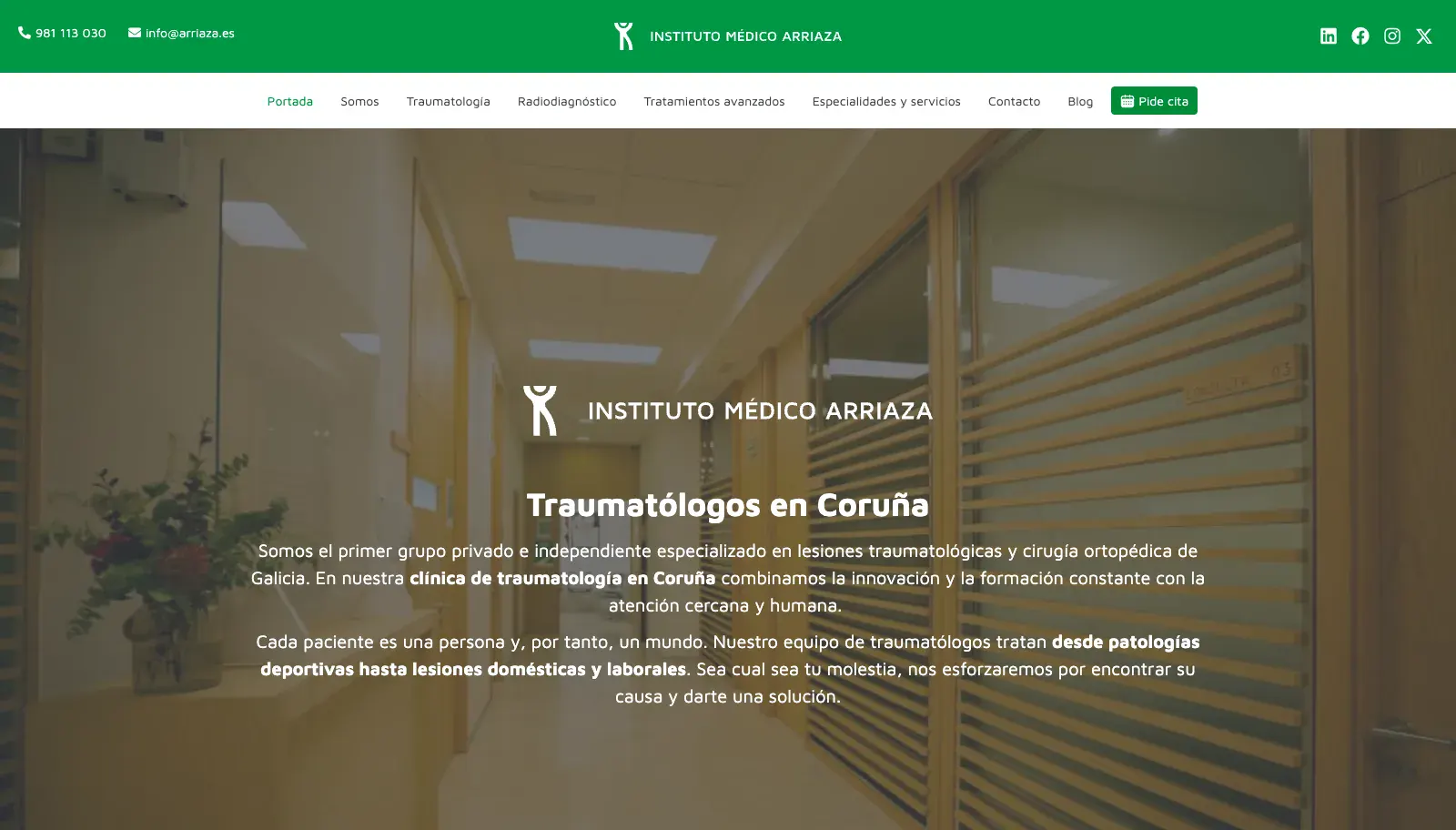 Page d’accueil de Instituto Médico Arriaza