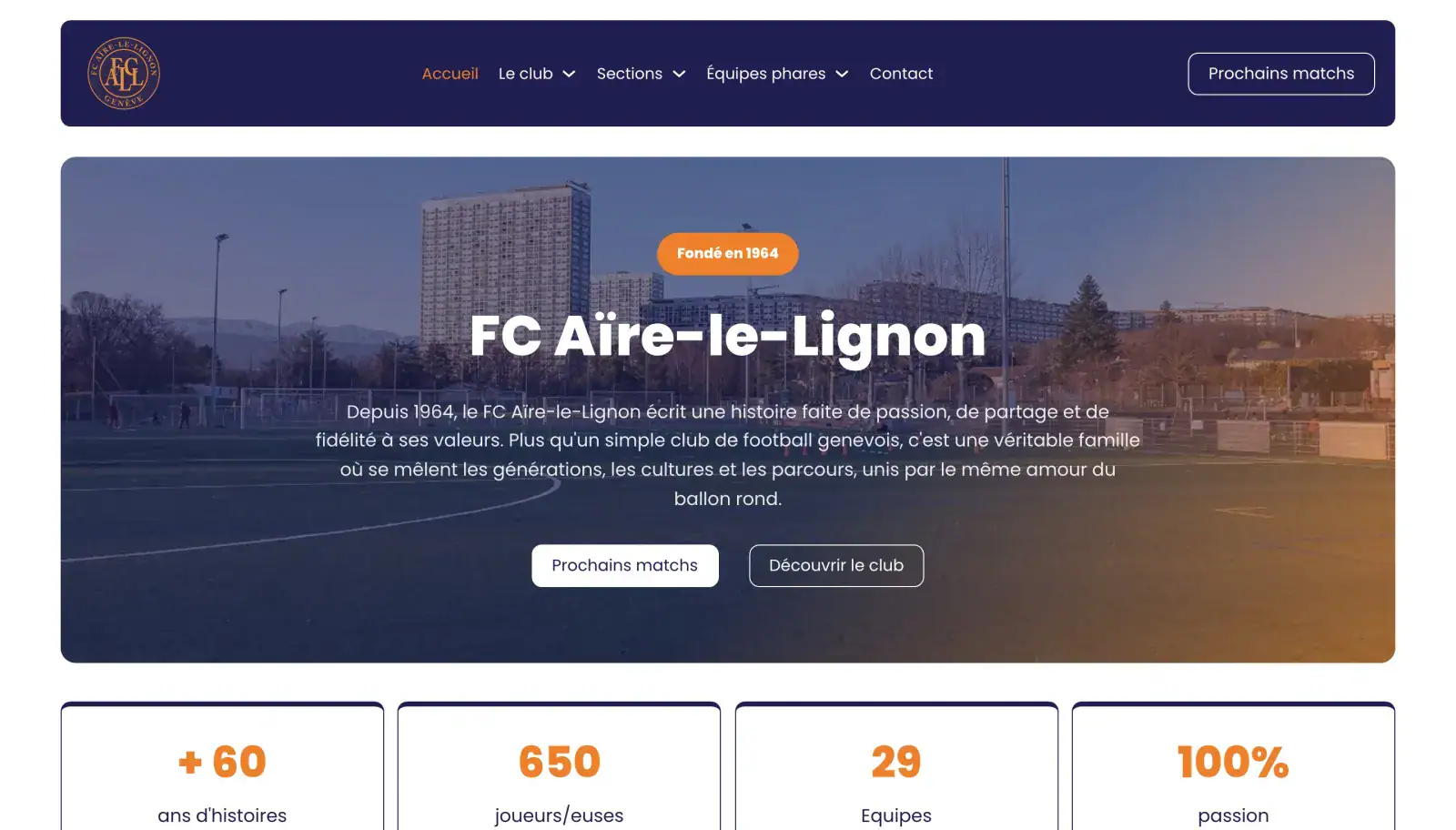 Site de FC Aïre-le-Lignon, réalisation d’inGnius