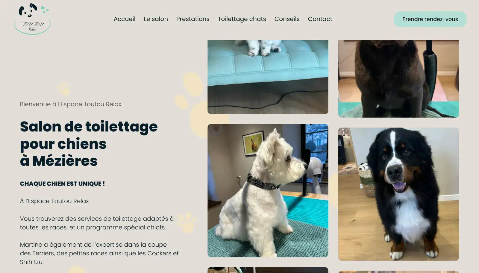 Site de Espace Toutou Relax